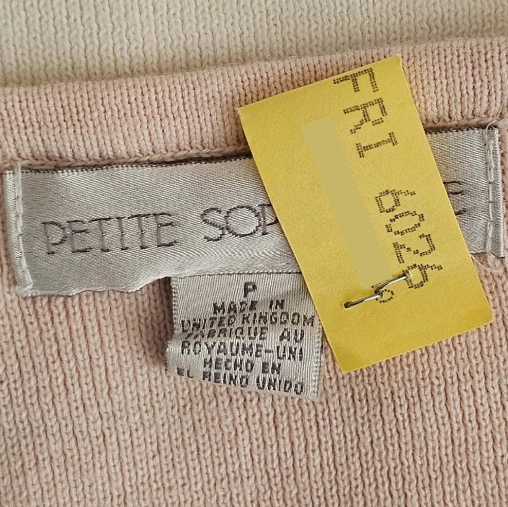 Petite Sophisticate Striped Sweater Set  | EUC | XSP | Pink Cream Navy - Picture 14 of 16